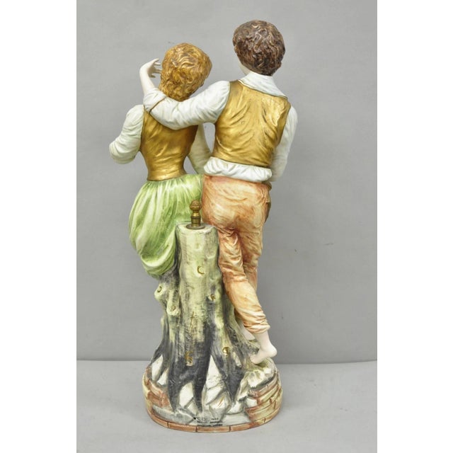 Vintage 1964 Azzolin Brothers Ceramic Boy & Girl Large Courting Statue Figurine For Sale - Image 10 of 15