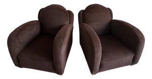 Set of Art Deco Armchairs in Dark Brown Alpaca, 1930s