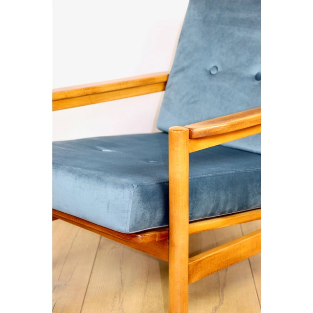 Vintage Lounge Chair in Sea Blue by Z. Bączyk For Sale - Image 10 of 13