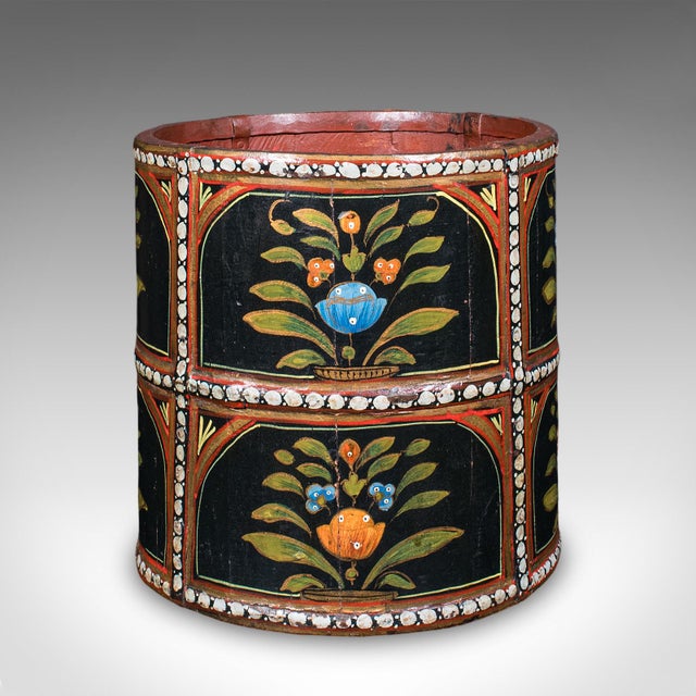 Vintage Storage Bin, English, Handpainted, Waste Paper Basket, Mid Century, 1960 For Sale - Image 4 of 9
