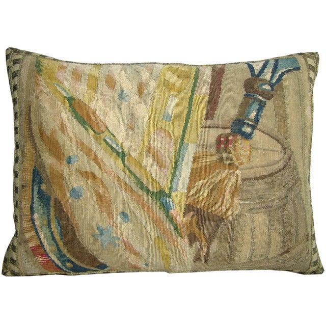 17th Century Ca.1700 Antique Brussels Tapestry Pillow 19'' X 14'' For Sale - Image 5 of 6