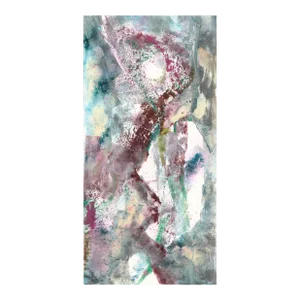 1990s Magenta and Teal Abstracted Figurative Textured Monoprint by David Stephens
