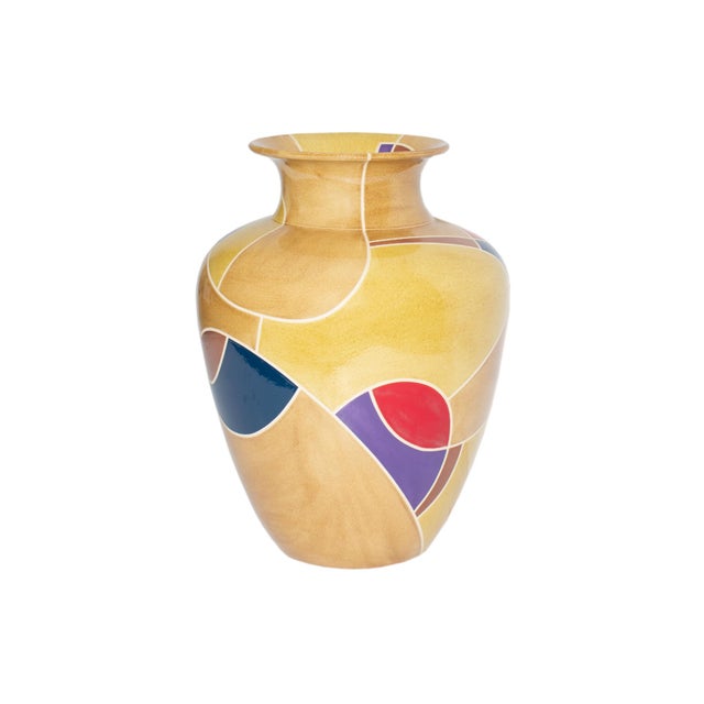 A studio pottery floor vase by American ceramic artist Kurt McCracken. This Postmodern floor vase features a speckled...