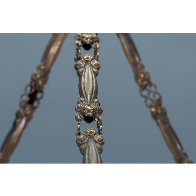 French Art Deco Cream Alabaster and Brass Pendant Light, 1920s For Sale - Image 13 of 18