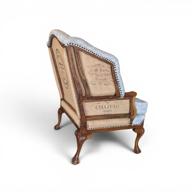Pair of Early 2000 Deconstucted Style Wingback Chairs For Sale - Image 4 of 6