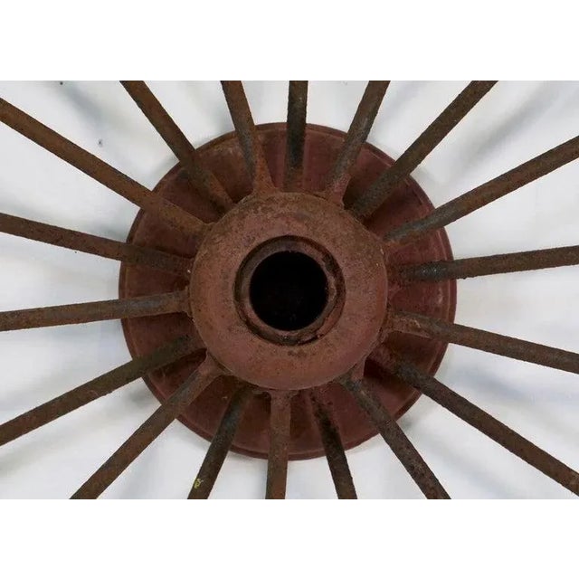 19th Century Large English Spoked Cart or Wagon Wheel of Iron From the 19th Century (Dia 54) For Sale - Image 5 of 11