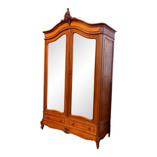 Louis XV Style Mirrored Armoire, Antique For Sale