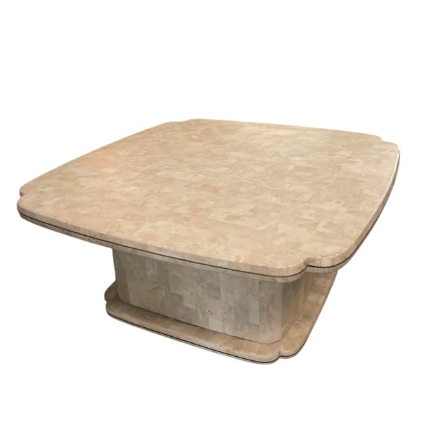 Plastic Vintage Hollywood Regency Tessellated Resin Square Coffee Table For Sale - Image 7 of 12