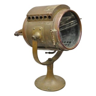Antique "The Neverout" Searchlight Projector Brass Rose MFG Maritime Table Lamp For Sale