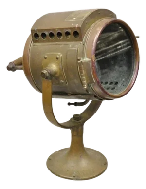 Antique "The Neverout" Searchlight Projector Brass Rose MFG Maritime Table Lamp