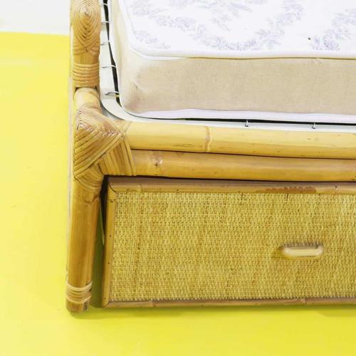 Woven Bamboo Sofa Bed with Double Pull-Out Mattress