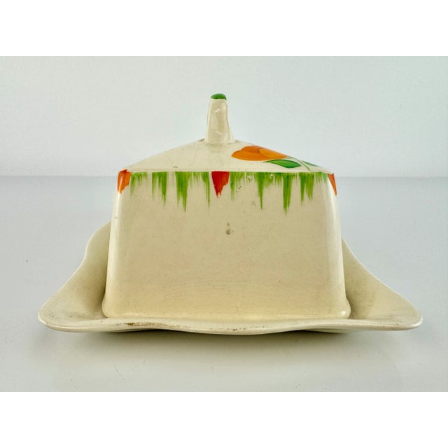 Ceramic Vintage 1940's Hand Painted Poppy Ceramic Butter Dish For Sale - Image 7 of 11
