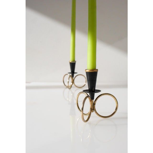 Mid-Century Modern Metal Candlestick Holders by Gunnar Ander for Ystad Metal, Sweden, Set of 2 For Sale - Image 9 of 15