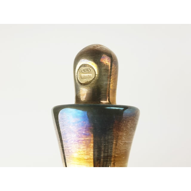 Postmodern Orange and Clear Murano Glass Bottle with Silver Cork from Cleto Munari, 1990s For Sale - Image 3 of 9