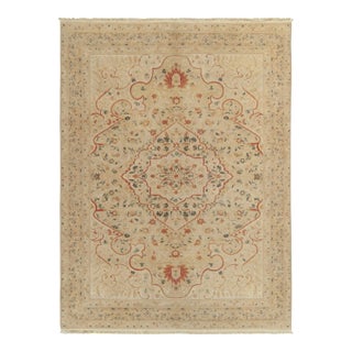 Classic Tabriz Style Rug in Beige, Red & Green Floral Pattern by Rug & Kilim For Sale