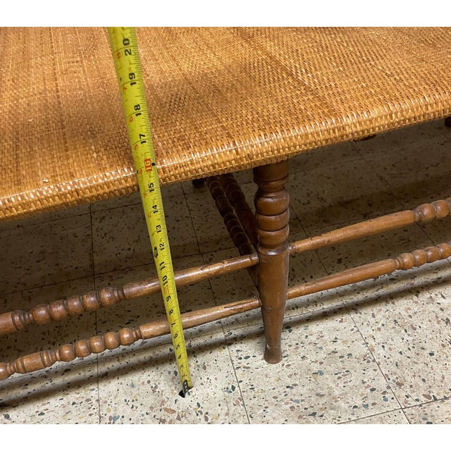 Brown Elegant Vintage Wood and Wicker Colonial Chaise Lounge Attributed to Heywood Wakefield For Sale - Image 8 of 10