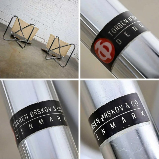 Vintage Scandinavian Modern Erik Magnussen Z Down Folding Chairs by Torben Orskov Denmark, a Pair For Sale - Image 12 of 13