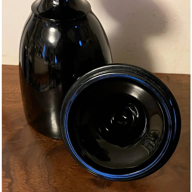 Black Amethyst Glass Urn With Cover For Sale - Image 10 of 13