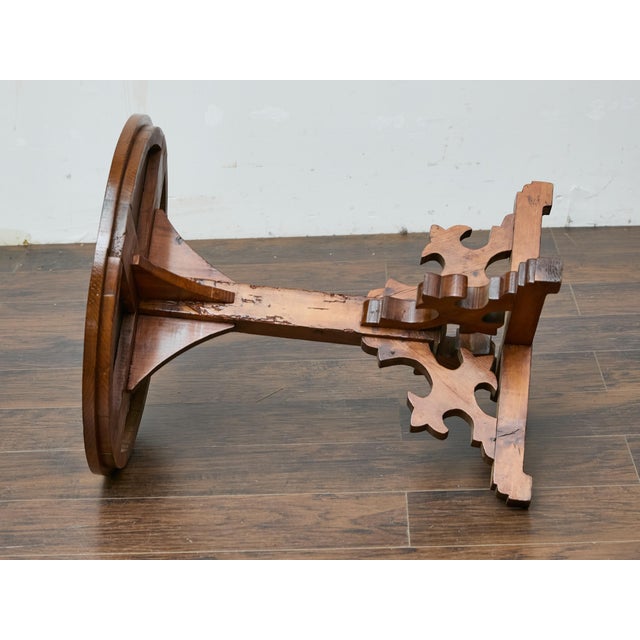 Gothic Gothic Revival English Pine Quadripod Table with Scrollwork Base, 19th Century For Sale - Image 3 of 12