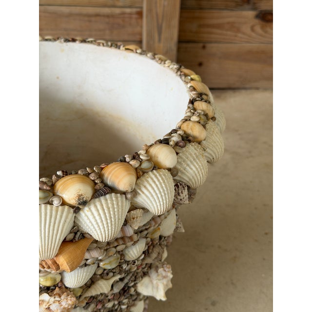Contemporary Vintage Hand-Applied Coastal Seashell Encrusted Resin Planter For Sale - Image 3 of 12