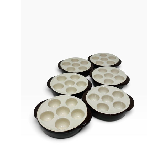 1970s Bel Terr China French Bistro Ceramic Escargot Dishes - Set of 6 For Sale - Image 4 of 10