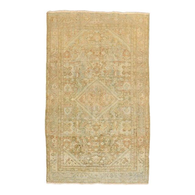 Early 20th Century Pastel Shabby Chic Persian Mahal Rug - 4'4" x 6'7" For Sale