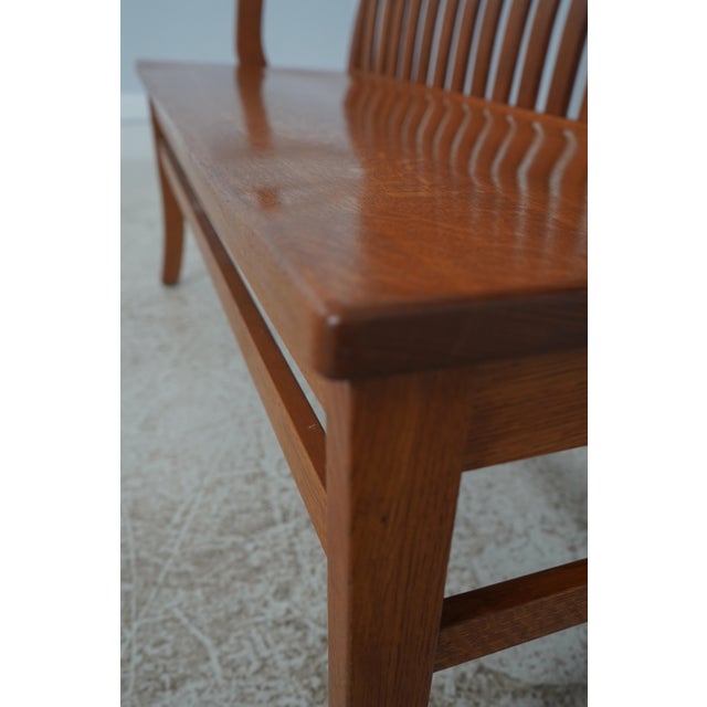 Arts and Crafts Style Solid Oak Slat Back Bench For Sale - Image 15 of 18
