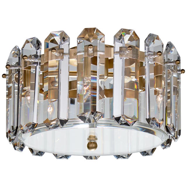 Bonnington Small Flush Mount in Hand-Rubbed Antique Brass with Crystal Designer: AERIN Mounting: Flush Shade Detail:...