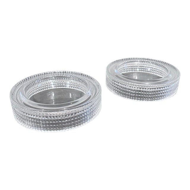 Big Sale- Extremely Elegant Pair of Etched Glass Bowls or Ashtrays, 6.5” Dia. For Sale