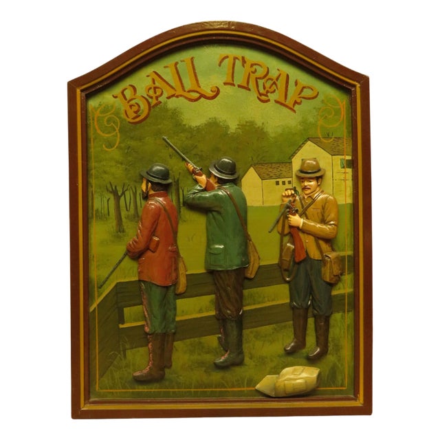 Country Corner Hand Painted Hunting Sign Ball Trap, 1980s For Sale