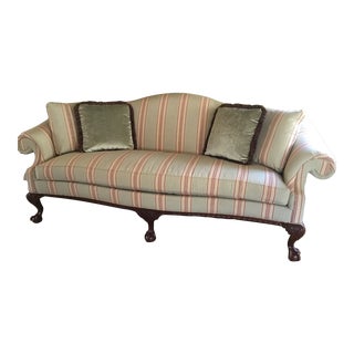 2000s Hickory Chair Pillowback Ball and Claw Sofa With Pillows For Sale