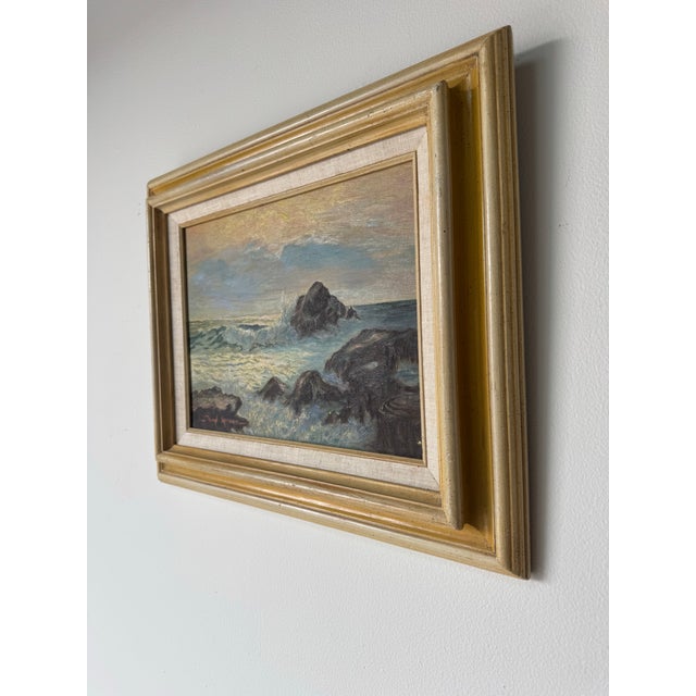 1970’s Vintage Margi Konzen Impressionist Ocean Landscape Oil on Board Painting, Framed For Sale - Image 4 of 11