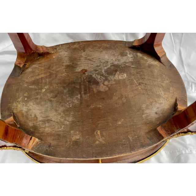 French Transitional Louis Xv/Xvi Style Oval Marquetry Side Table For Sale - Image 10 of 12