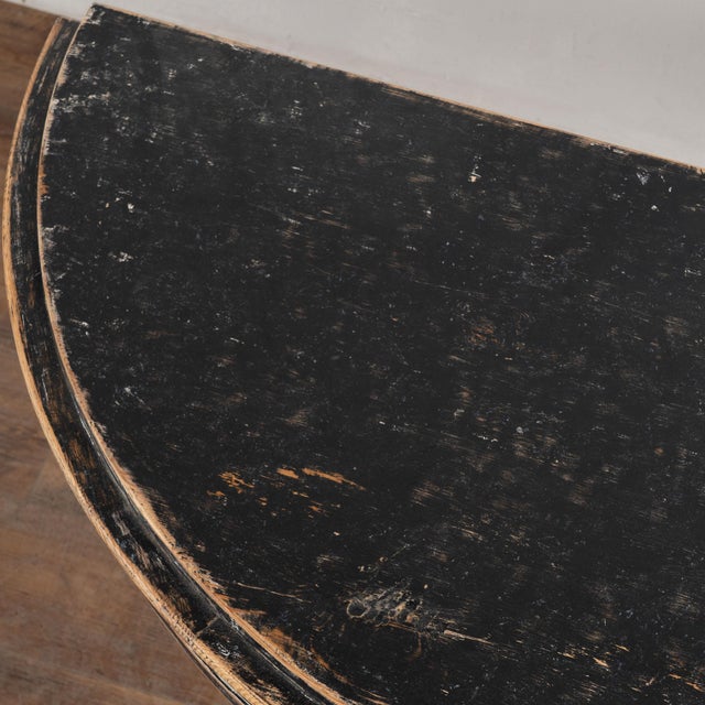 19th Century Swedish Black Pine Demi Lune Side Table Console For Sale - Image 4 of 13