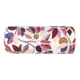 The House Of Scalamandré Linden Bolster Pillow In Berry For Sale