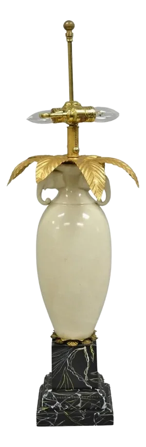 Late 20th Century Frederick Cooper Hollywood Regency Ceramic Elephant Safari Palm Tree Table Lamp