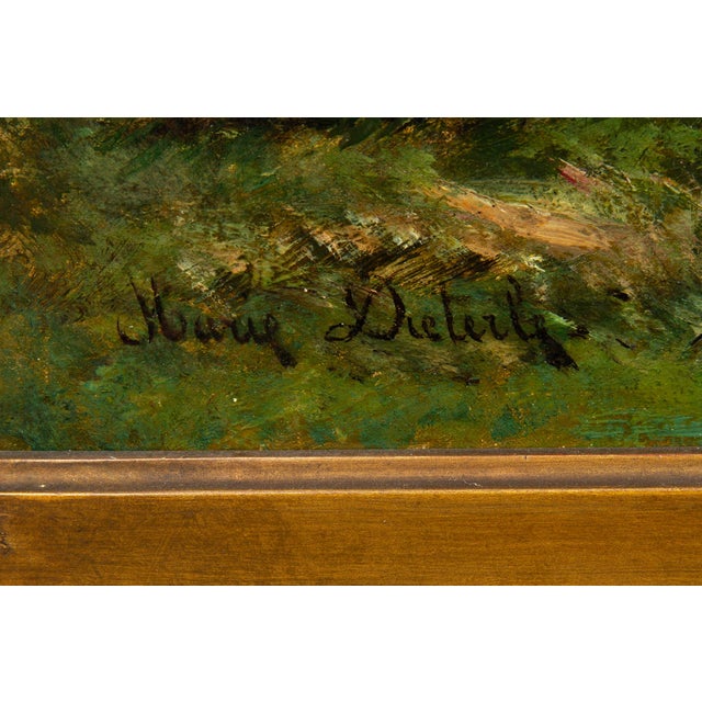 French Barbizon Antique Pastoral Landscape Painting by Marie Dieterle For Sale - Image 11 of 18