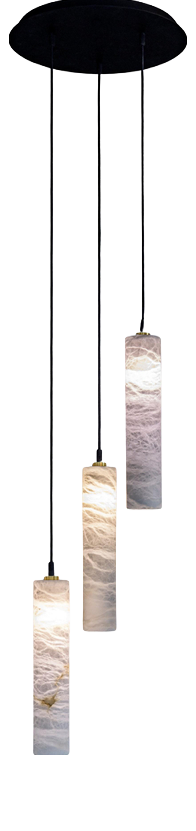 Tubular Bells Pendant Lamps by United Alabaster, Set of 3