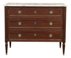 Louis XVI Mahogany Carrara Marble Top Commode