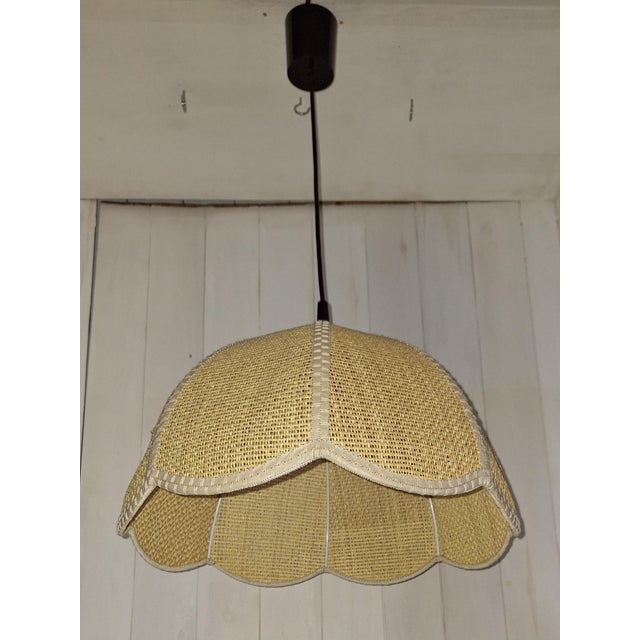 Vintage Ceiling Lamp with Wicker Shade from Zicoli Limbach, 1980s For Sale - Image 6 of 8