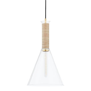 Mitzi Besa 1-Light Pendant, Aged Brass - Small For Sale