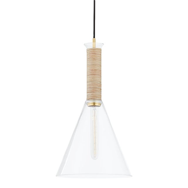 Mitzi Besa 1-Light Pendant, Aged Brass - Small For Sale