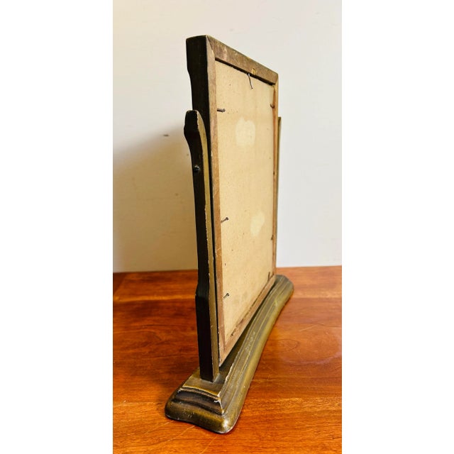 1920s Antique 1920’s Bronze Painted Wood Tabletop Picture Frame for 7” X 9.5” For Sale - Image 5 of 6