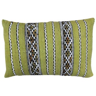 Vintage Green Moroccan Pillow W/ Stripes For Sale