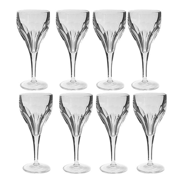 Villeroy & Boch Milano Pattern Crystal Wine Goblets- Set of 8 For Sale
