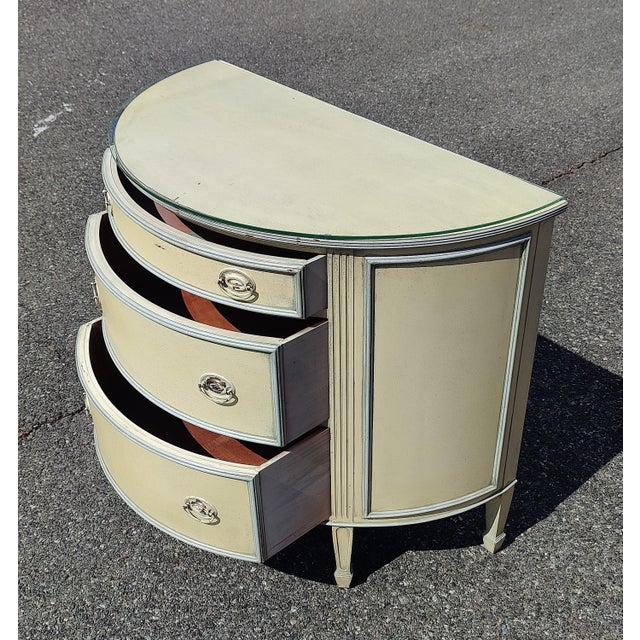 Mid 20th Century Vintage Louis XVI Style Demilune Three-Drawer Chest For Sale - Image 5 of 8