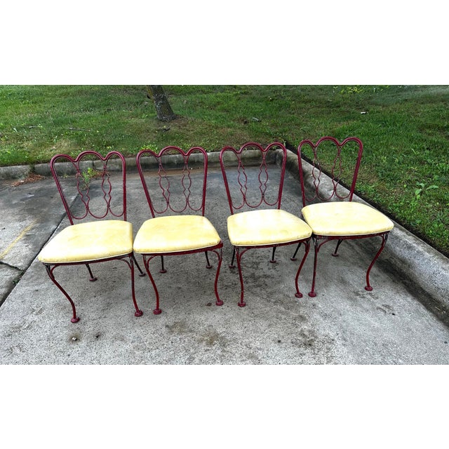 Lee Woodard 1950’s Set of 4 Iron Scroll Back Chairs For Sale - Image 11 of 12