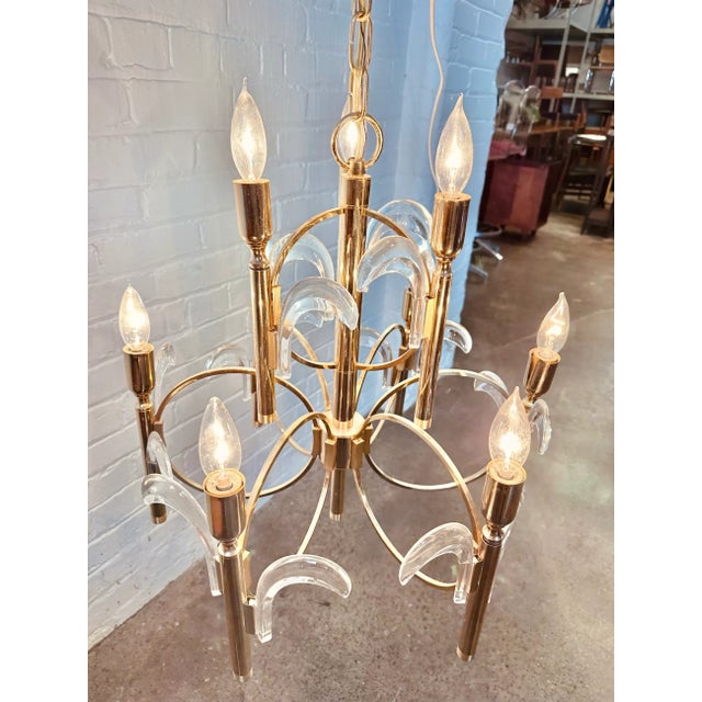 Gaetano Sciolari Gaetano Sciolari Brass and Glass Chandelier For Sale - Image 4 of 11