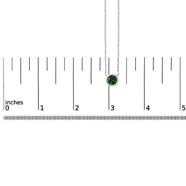 Early 21st Century .925 Sterling Silver 7MM Bezel Set Created Green Emerald Pendant Necklace - 18" Inches For Sale - Image 5 of 5