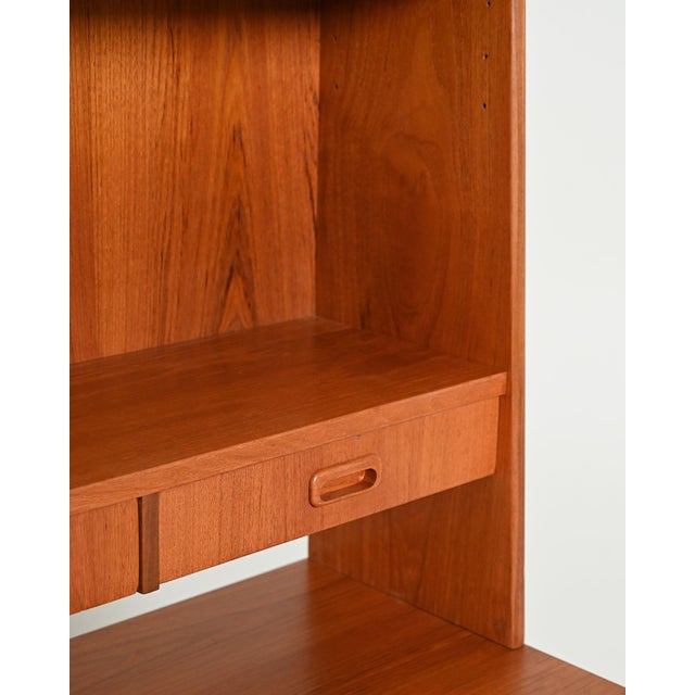 Vintage Scandinavian Teak Bookcase with Writing Desk, 1960s For Sale - Image 9 of 11